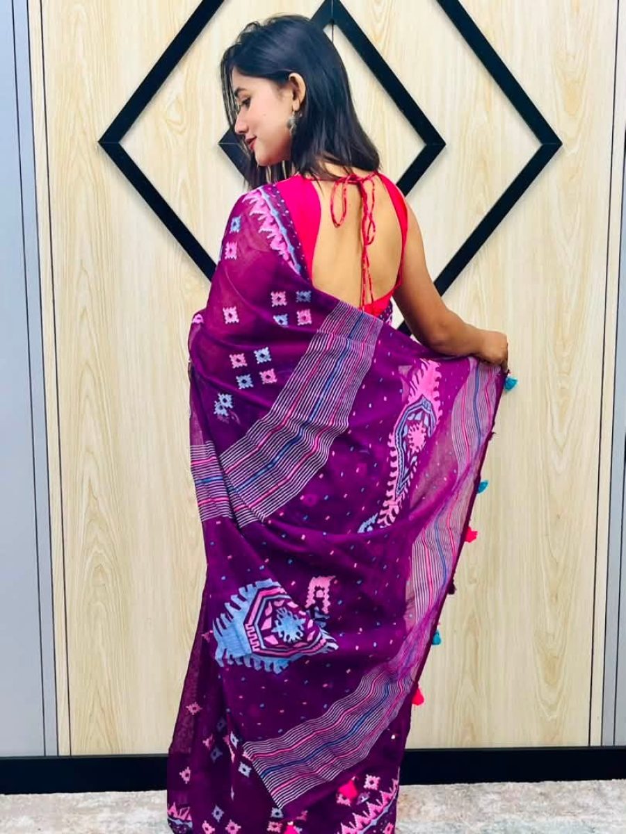 Jamdani Motive Saree  JM-8083